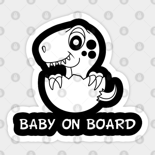Baby on board cute dino Sticker by Mesozoic forest